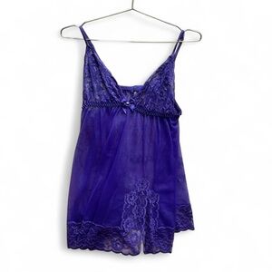 Vintage Frederick’s of Hollywood Purple Lace Babydoll Slip Dress – Y2K Lingerie